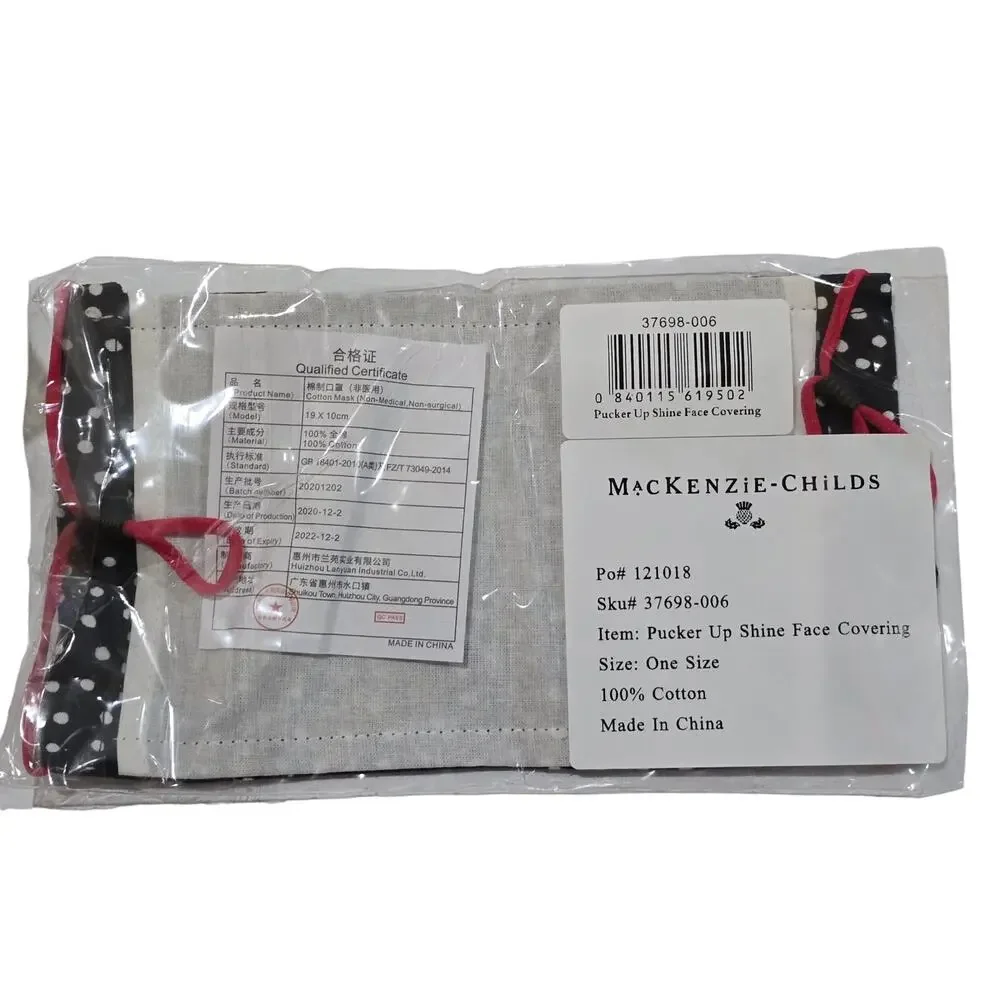 Mackenzie-Childs Pucker Up Shine Face Mask NWT